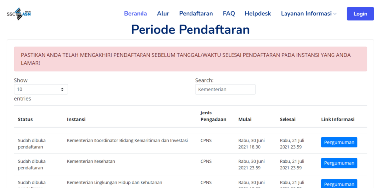 cara melihat formasi CPNS